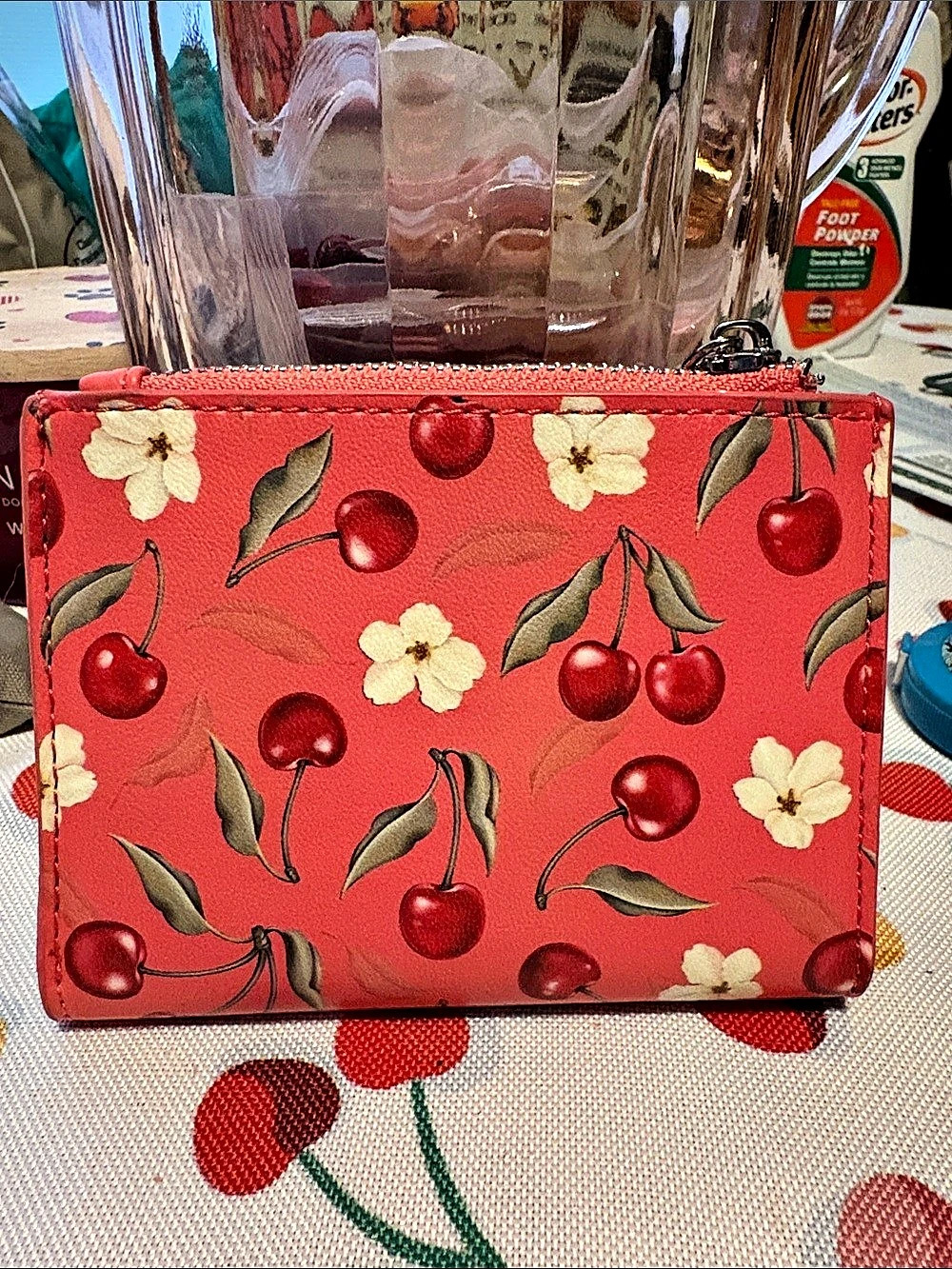 STEVE MADDEN Cherry Print Zip Wallet Red & Pink NWOT